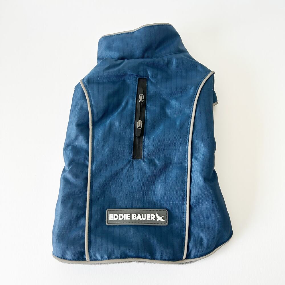 Eddie Bauer Navy Fleece Lined Dog Coat Small